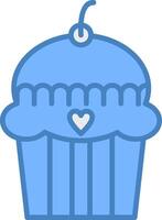 cake Line Filled Blue Icon vector