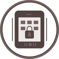 Tablet Secure Flat Circle Icon vector