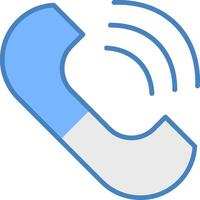 Phone Line Filled Blue Icon vector