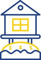 Beach Hut Line Two Colour Icon Design vector