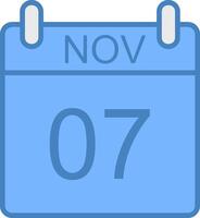 noviembre línea lleno azul icono vector