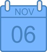 noviembre línea lleno azul icono vector