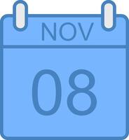 noviembre línea lleno azul icono vector