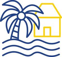 Beach House Line Two Colour Icon Design vector