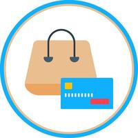 comprando en crédito plano circulo icono vector