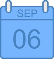 September Line Filled Blue Icon vector