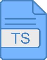 TS File Format Line Filled Blue Icon vector