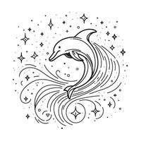 Tribal Pattern Dolphin Outline illustration vector