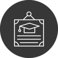 certificado línea invertido icono diseño vector