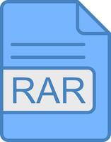 rar archivo formato línea lleno azul icono vector