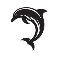 delfín silueta ilustración en negro y blanco vector