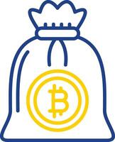 Bitcoin Bag Line Two Colour Icon Design vector