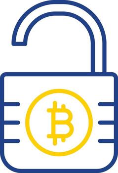 inseguro bitcoin línea dos color icono diseño vector