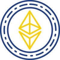 ethereum moneda línea dos color icono diseño vector