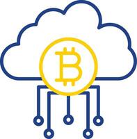 nube bitcoin línea dos color icono diseño vector