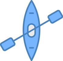 canoa línea lleno azul icono vector