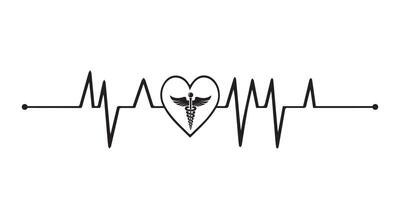 Caduceus Heartbeat wave illustration vector