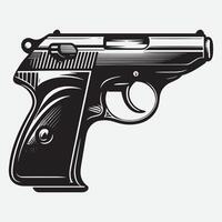 A black and white design of the Walther PPK emphasizing vector