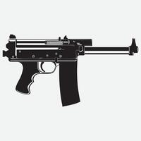 A minimalist black and white illustration design of the Thompson submachine vector