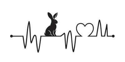 Rat Heartbeat wave illustration in black and white vector