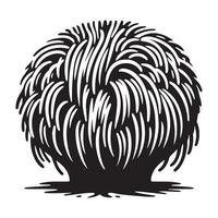 Hericium erinaceus illustration in black and white vector