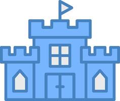 castillo línea lleno azul icono vector