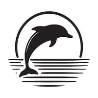 A Dolphin with Wave Silhouette illustration vector