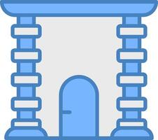 arco línea lleno azul icono vector