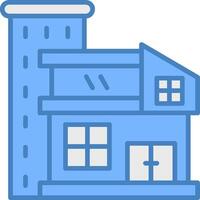 Building Line Filled Blue Icon vector