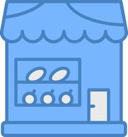 Food Store Line Filled Blue Icon vector