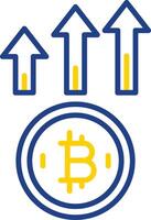 Bitcoin Up Line Two Colour Icon Design vector