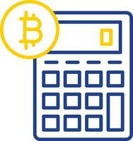 bitcoin calculadora línea dos color icono diseño vector
