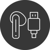 Earbud Line Inverted Icon Design vector