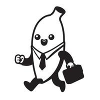 A funny Businessman Banana illustration in black and white vector