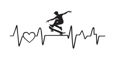 skating board Heartbeat wave illustration vector