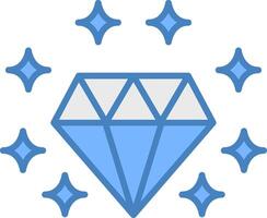 piedra preciosa línea lleno azul icono vector
