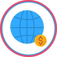 global economía plano circulo icono vector