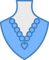 Pearl Necklace Line Filled Blue Icon vector