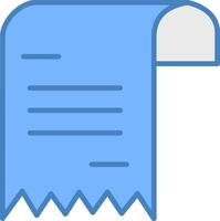 Receipt Line Filled Blue Icon vector