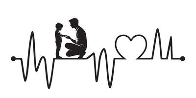 Father and son Heartbeat wave illustration vector