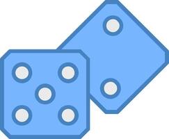 Dice Line Filled Blue Icon vector