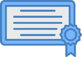 Diploma Line Filled Blue Icon vector