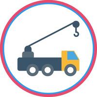 Crane Truck Flat Circle Icon vector