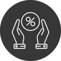 Hand Take And Percent Line Inverted Icon Design vector