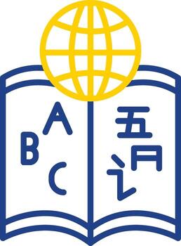 lingüística línea dos color icono diseño vector