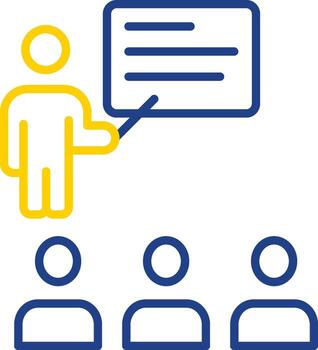 conferencia línea dos color icono diseño vector