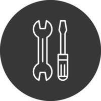 Wrench and Screw Driver Line Inverted Icon Design vector