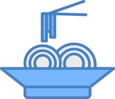 Pasta Line Filled Blue Icon vector