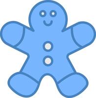 Gingerbread Man Line Filled Blue Icon vector