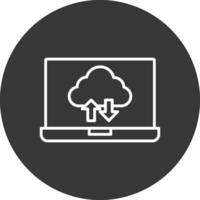 nube informática línea invertido icono diseño vector